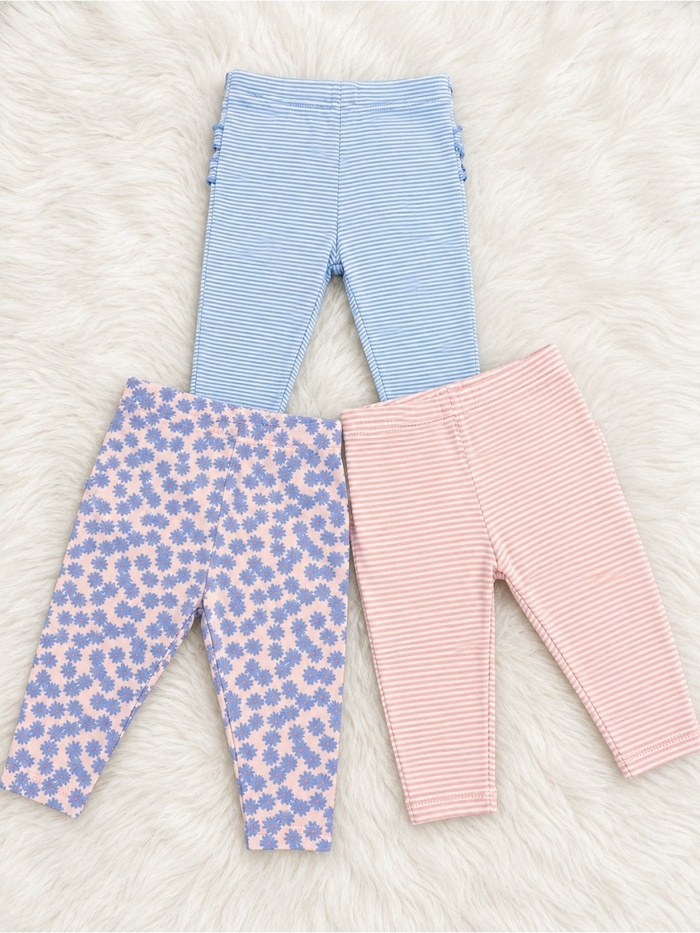 3-Pack Girls' Striped & Floral Leggings